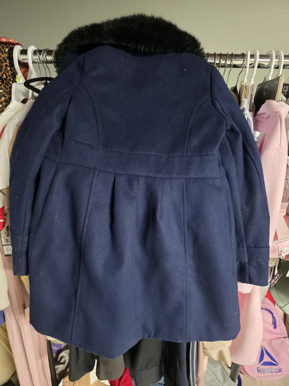 Girls' Size 6 Navy Jessica Simpson Coat with Faux Fur Collar